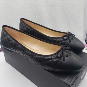Coach Allyson Quilted Ballet Flats Classic Black Leather Women"s 10